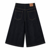 Embroidered Pocket Indigo Denim Shorts