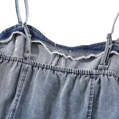 Women's Washed Denim Slip Midi Dress