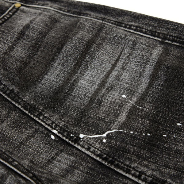 Men's Distressed Washed Denim Wide Leg Pants Punk Paint Splatter