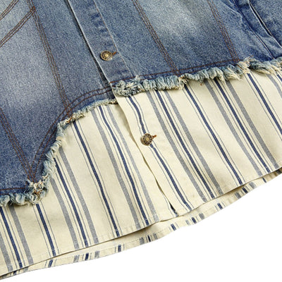 Hong Kong Vintage Fake Two-piece Patchwork Denim Jacket
