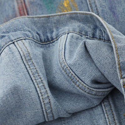 Colorful Tie-dye Vintage Loose Denim Jacket