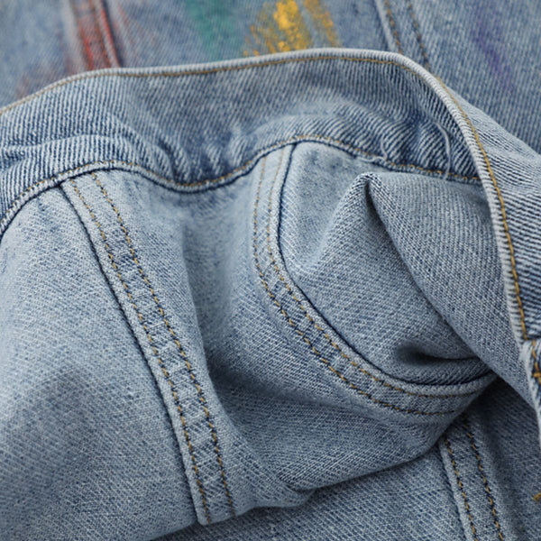Colorful Tie-dye Vintage Loose Denim Jacket