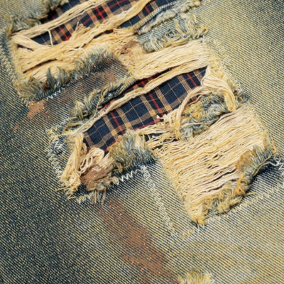 Distressed Vintage Wash Wide Leg Jeans