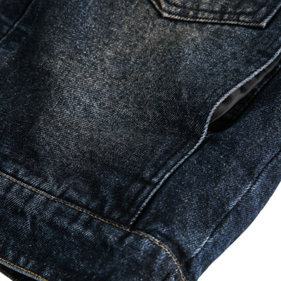 Original Sapphire Turquoise Button Retro Street Loose Washed Distressed Denim Jacket