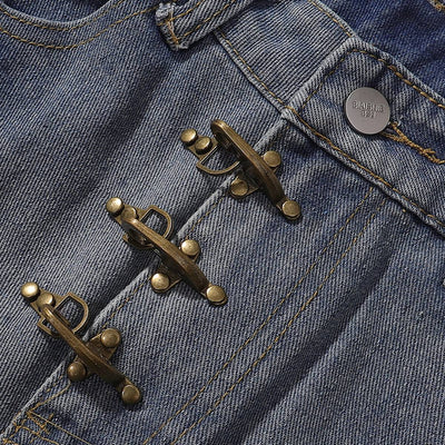 Vintage Washed Curved-Leg Denim Jeans