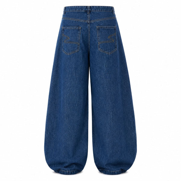 Vintage Barrel Leg Denim Jeans with Curved Seam Design