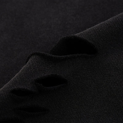 Black Washed Cotton Ripped Boxy Tee 8oz