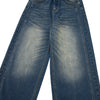 Vintage Whiskered Slub Relaxed Wide-Leg Denim Pants