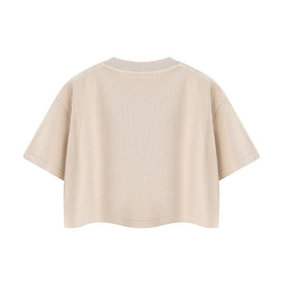 Snowflake Washed Boxy Cropped Cotton Tee 2026