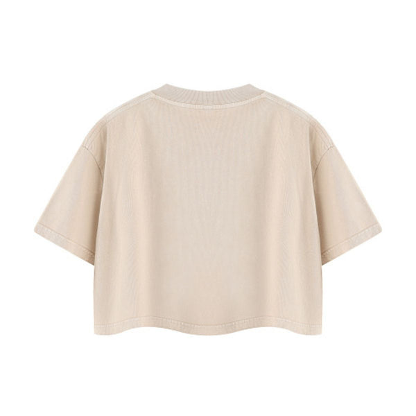 Snowflake Washed Boxy Cropped Cotton Tee 2026