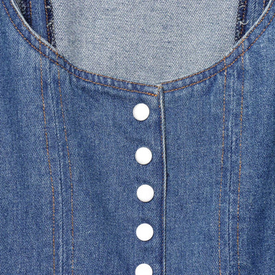 Button-Front Pleated Denim Tank Top