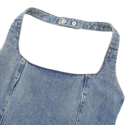 Halter Neck Fitted Bodycon Denim Mini Dress