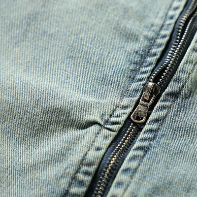 Relaxed Washed Zip-Up Denim Vest