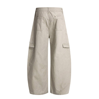 Minimal Washed Solid Wide Leg Barrel Pants