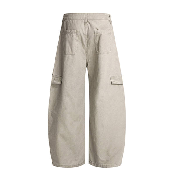 Minimal Washed Solid Wide Leg Barrel Pants
