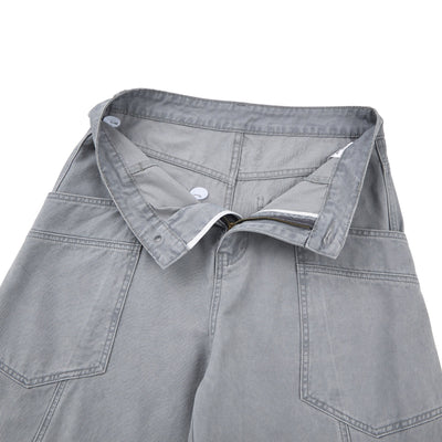 Vintage Washed Baggy Curved-Leg Cargo Pants