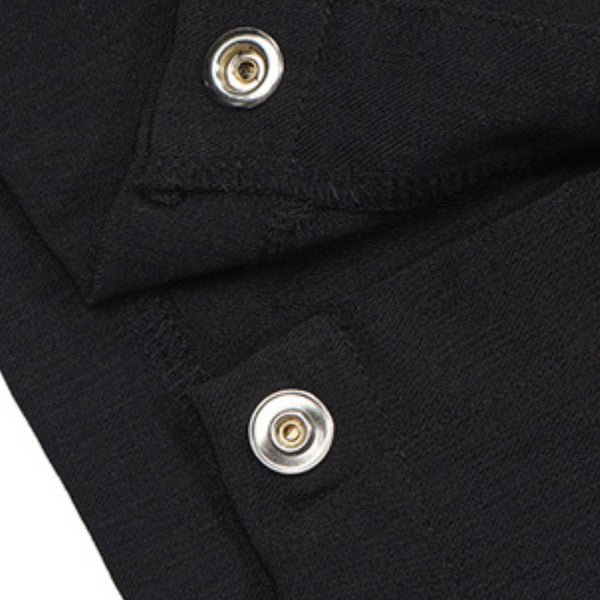 Solid Button Cuff Relaxed Straight Leg Track Pants