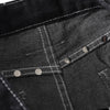 Retro Contrast Heart & Wings Patchwork High Rise Loose Draped Denim Jeans