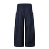 Draped Wide Leg Summer Suit Trousers with Deconstructed Panels