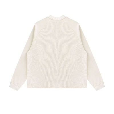 Washed Waffle Cotton Raglan Long Sleeve Tee 340G