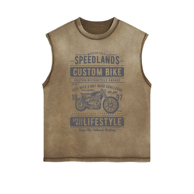 Speedlands Custom Bike Graphic Sleeveless Faded Tee-INNBLAC