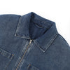 Vintage Washed Denim Zip Polo Shirt
