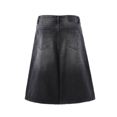 Vintage Washed Wide Leg Denim Shorts