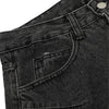 Men's Distressed Washed Denim Cargo Pants Wide Leg Unique Structured
