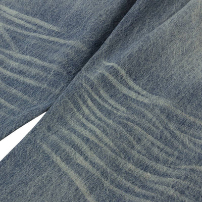 Washed Distressed Wide Leg Straight Denim Jeans