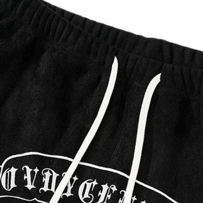 Vintage Inspired Denim Panel Straight Leg Drawstring Pants