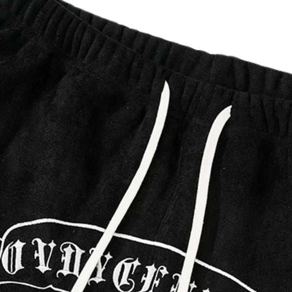 Vintage Inspired Denim Panel Straight Leg Drawstring Pants