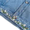 Men&Women's Retro Washed Gradient Floral Embroidered Denim Jacket