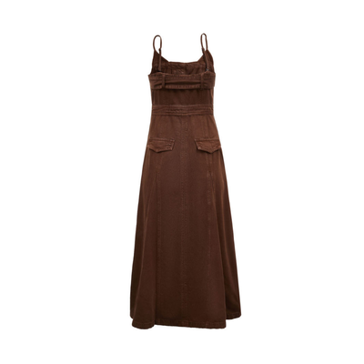 Women's Grommet Washed Denim Midi Dress