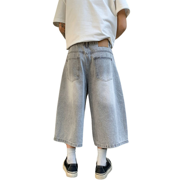 Vintage Sand Wash Straight Leg Denim Shorts