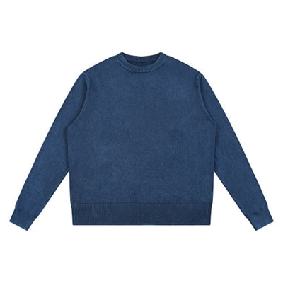 Vintage Snow Wash Relaxed Fit Cotton Knit Sweater