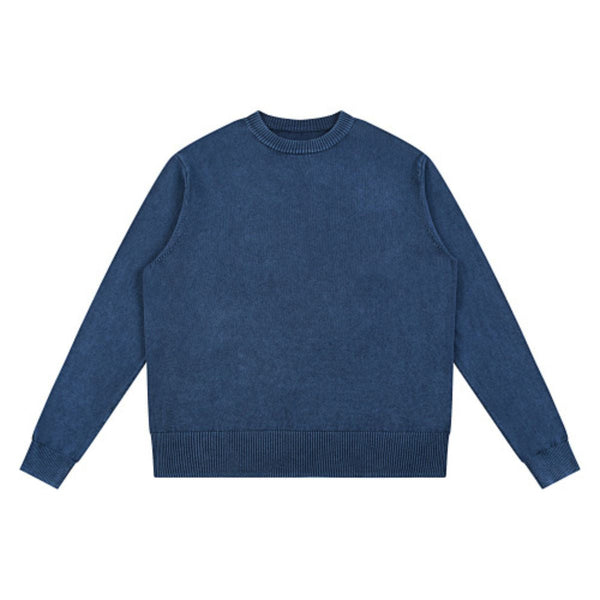 Vintage Snow Wash Relaxed Fit Cotton Knit Sweater