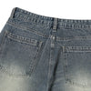 Laser Print Vintage Curved Denim Wide Leg Jeans