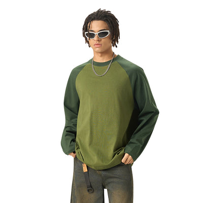 Relaxed Contrasting Colors Raglan Long Sleeve Top 8.1oz