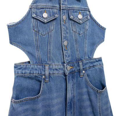 Sleeveless Cut-Out Denim Maxi Dress
