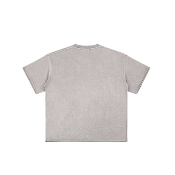 Wax Dyed Distressed Raw Hem Streetwear T Shirt