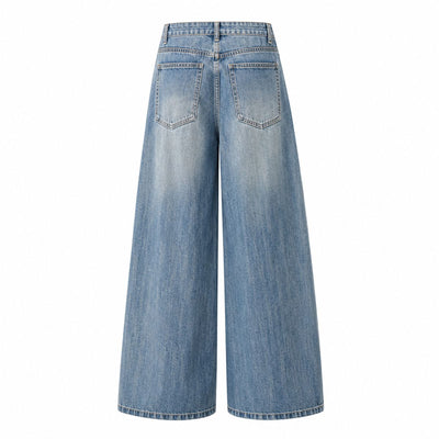 Retro Light Wash Oversized Straight Leg Denim Jeans