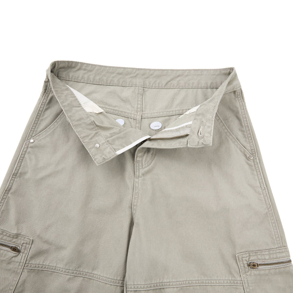 Washed Wrinkled Barrel with Zipper Pockets Cargo Pants
