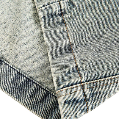 Vintage Streetwear Leopard Print Patchwork Washed Denim Jacket