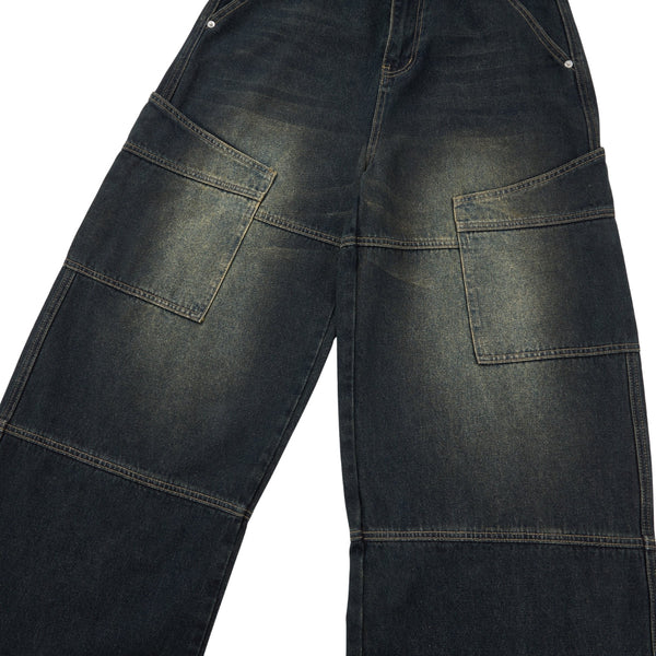 Washed Structured Heavy-Duty Straight-Leg Carpenter Jeans