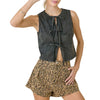 Women's Self tied Cropped Denim Vest