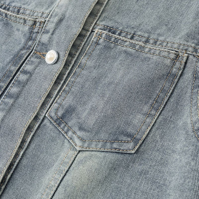 Vintage Wash Lace Trim Denim Vest