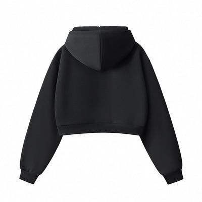 Women's Solid Color Relaxed Cropped Hoodie