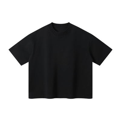 Oversized Color-Block Ribbed Collar Comfortable Tee