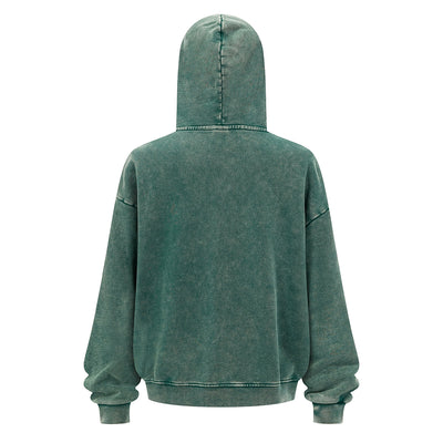 Double Yarn Vintage Washed Zippered Comfort Hoodie