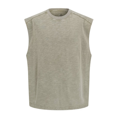 Raw Edge Distressed Studded Sleeveless Tee